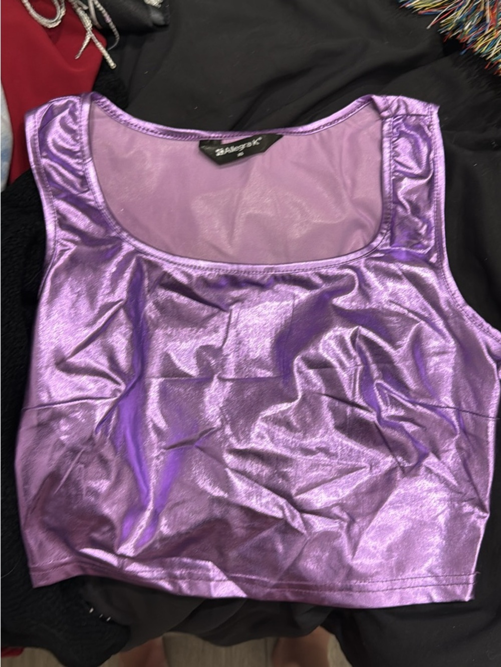 NWOT Allegra K Metallic Purple Cropped Tank Top